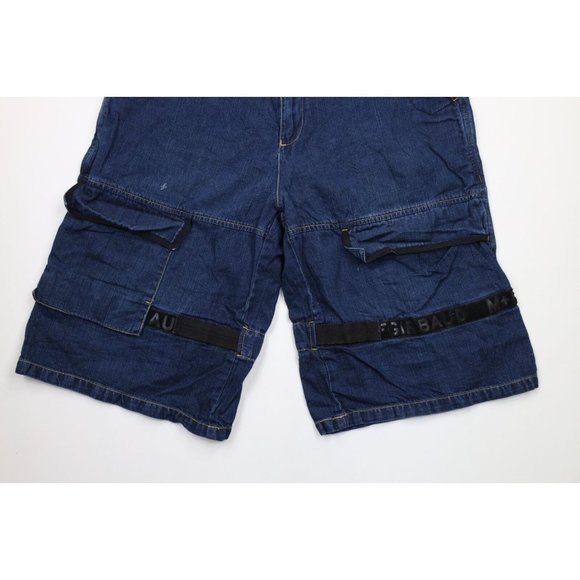 Vintage 90s Marithe Francois Girbaud Mens 38 Distressed Baggy Strap Denim Shorts - Picture 3 of 14